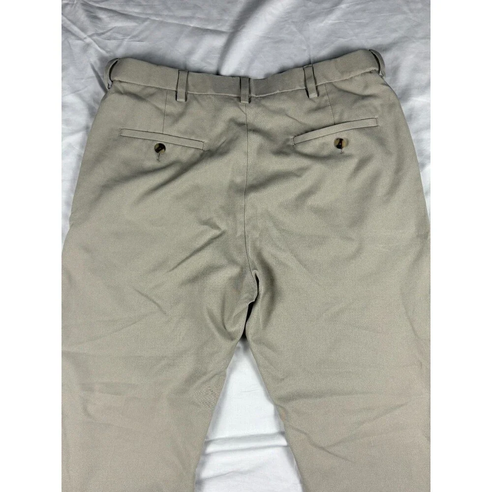 Haggar Cool Right Performance Flex Pants Mens 34x30 Khaki Classic Fit Flat Front - Picture 5 of 10